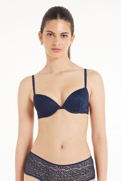Blue Padded Push-Up Bra, , medium