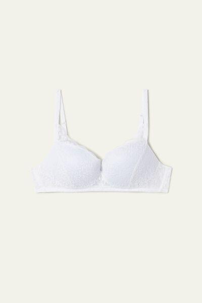 White Rome Recycled Lace Padded Push-Up Bra, White, large image number 4
