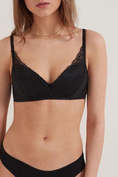 Black Rome Recycled Lace Padded Push-Up Bra, Black, large image number 0