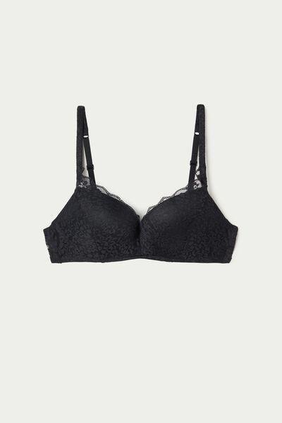 Black Rome Recycled Lace Padded Push-Up Bra, Black, large image number 4