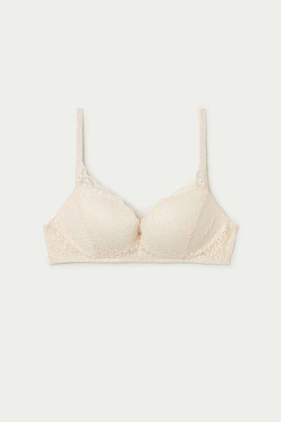 Cream Rome Recycled Lace Padded Push-Up Bra, Ivory Cream, large image number 4