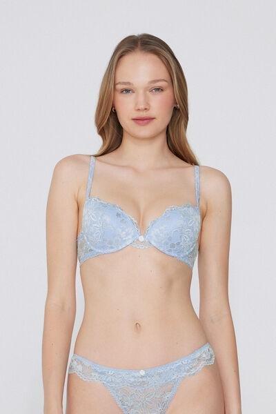 Blue Venice Delicate Lace Padded Push-Up Bra, , large image number 0