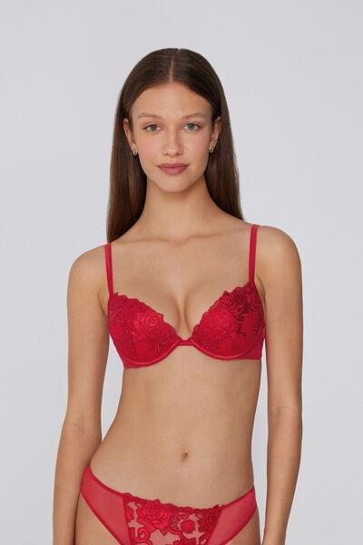 Red Rose Wonder Padded Push-Up Lace Bra, 5701_873V, large image number 0