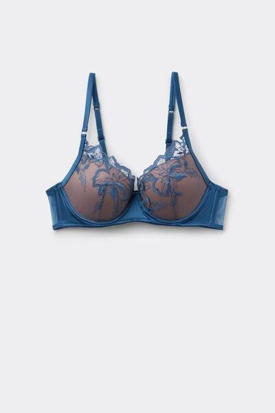 Navy Berlin Flower Desire Padded Push-Up Bra, 5701_575Z, large image number 4