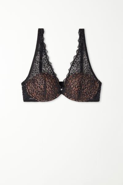 Black Lace Balconette Bra, , large image number 4