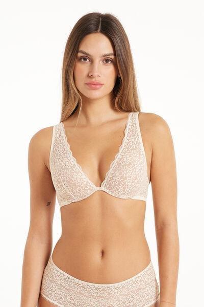 Cream Lace Balconette Bra, Ivory Cream, large image number 1