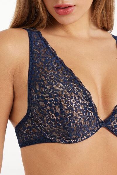 Blue Low-Cut Balconette Bra, Absolute Blue, large image number 3