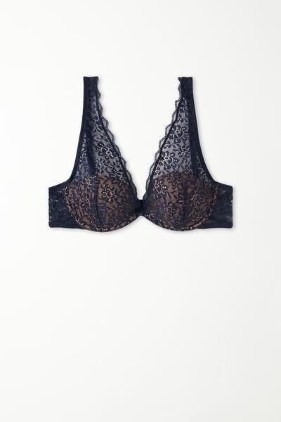 Blue Low-Cut Balconette Bra, Absolute Blue, large image number 4
