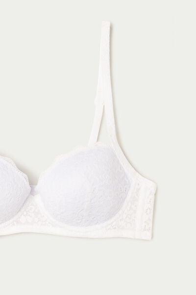 White Slightly Padded Balconette Bra, White, large image number 6