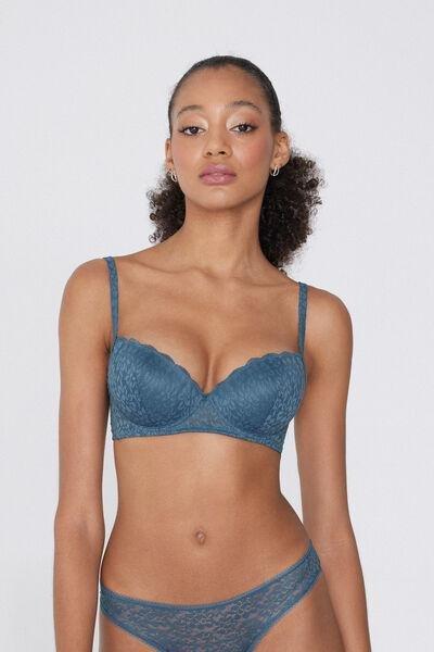 Blue Padded Balconette Bra, 5701_066Y, large image number 1