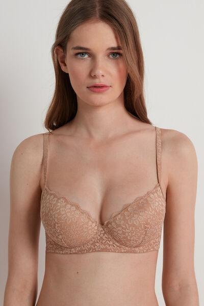 Beige Slightly Padded Balconette Bra, , large image number 0