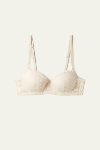 Cream Slightly Padded Balconette Bra, , large image number 4