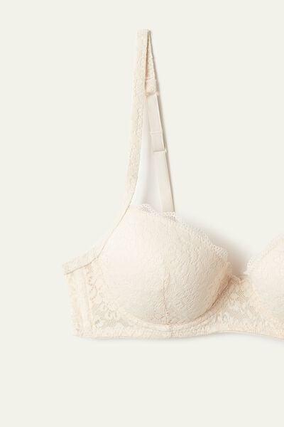 كريم عاجي مع حمالة صدر بلكونيت مبطنة قليلاً من الدانتيل المعاد تدويره, Ivory Cream, large image number 6