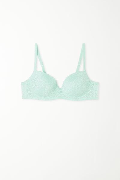 LIGHT BLUE MINT Wien Recycled Lace Slightly Padded Balconette Bra, 5701_513W, large image number 4