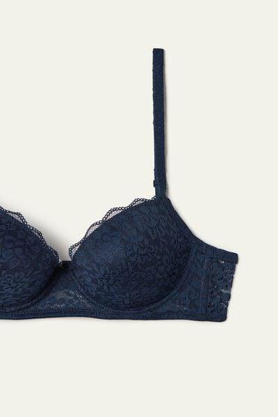 Blue Slightly Padded Balconette Bra, Absolute Blue, large image number 6