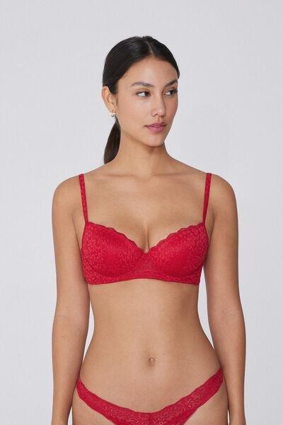 Red Slightly Padded Balconette Bra, 5701_873V, large image number 0