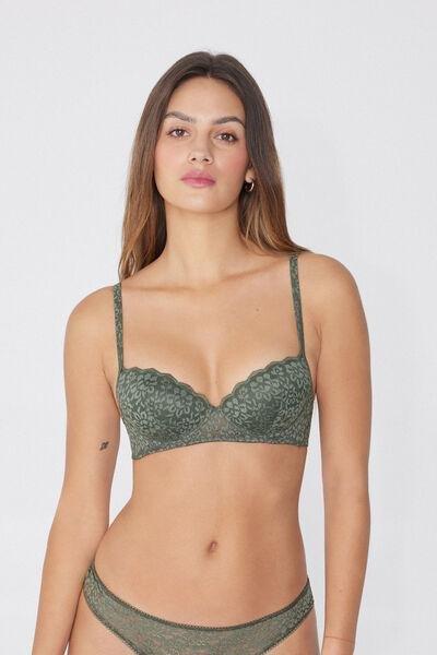 MILITARY GREEN Wien Recycled Lace Slightly Padded Balconette Bra, 5701_920W, large image number 1