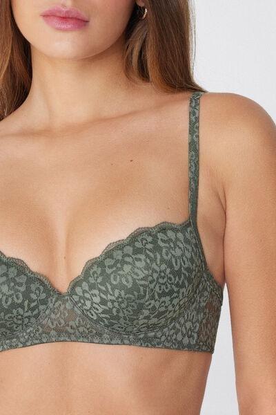 MILITARY GREEN Wien Recycled Lace Slightly Padded Balconette Bra, 5701_920W, large image number 2