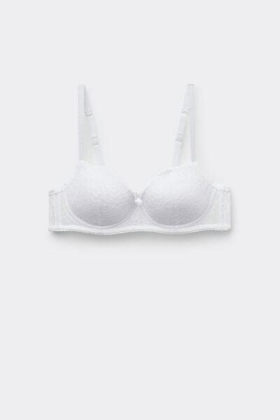 White Wien Recycled Lace Slightly Padded Balconette Bra, White, large image number 4
