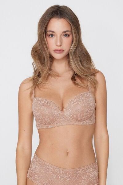 Beige Lightly Padded Vienna Made From Recycled Lace Balconette Bra, Natural Blush, large image number 1