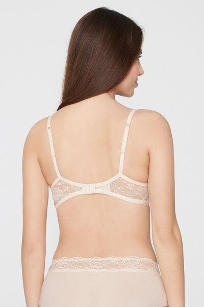 Cream Lightly Padded Vienna Recycled Lace Balconette Bra, Ivory Cream, large image number 2