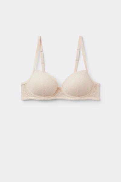 Cream Lightly Padded Vienna Recycled Lace Balconette Bra, Ivory Cream, large image number 4