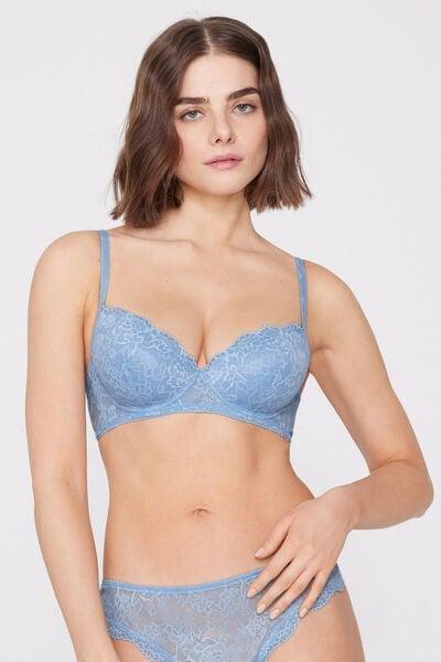 Blue Wien Recycled Lace Slightly Padded Balconette Bra, 5701_393Z, large image number 1