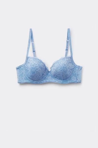 Blue Wien Recycled Lace Slightly Padded Balconette Bra, 5701_393Z, large image number 4