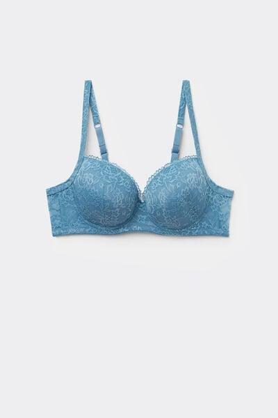 Blue Wien Recycled Lace Slightly Padded Balconette Bra, 5701_525Z, large image number 2