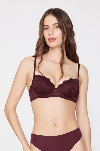 Brown Wien Recycled Lace Slightly Padded Balconette Bra, 5701_581Z, large image number 1