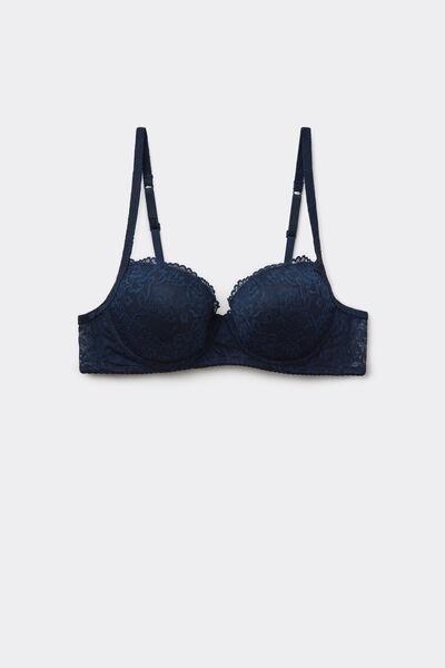 Navy Wien Recycled Lace Slightly Padded Balconette Bra, Absolute Blue, large image number 4