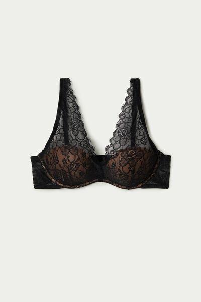 Black Miami Special Lace Balconette Plunge Bra, , large image number 4