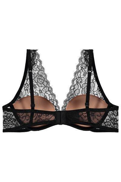 Black Miami Special Lace Balconette Plunge Bra, , large image number 5
