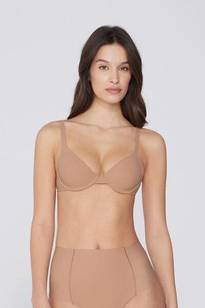 Beige Recycled Microfibre Push-Up Bra, , large image number 0
