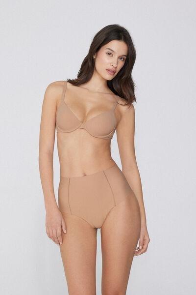 Beige Recycled Microfibre Push-Up Bra, , large image number 1
