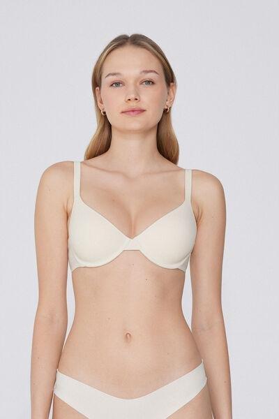 Cream Recycled Microfibre Push-Up Bra, , medium