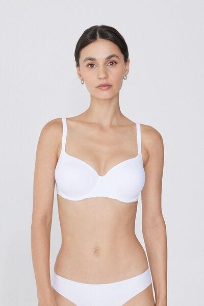 White Full Coverage Balconette Bra, White, medium