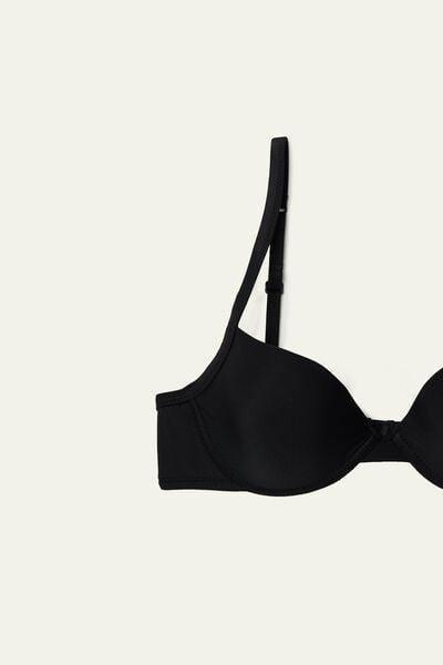 Black Microfibre Push-Up Bra, Black, large image number 8