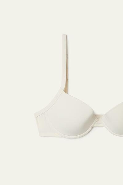 Cream Microfibre Push-Up Bra, Ivory Cream, large image number 7