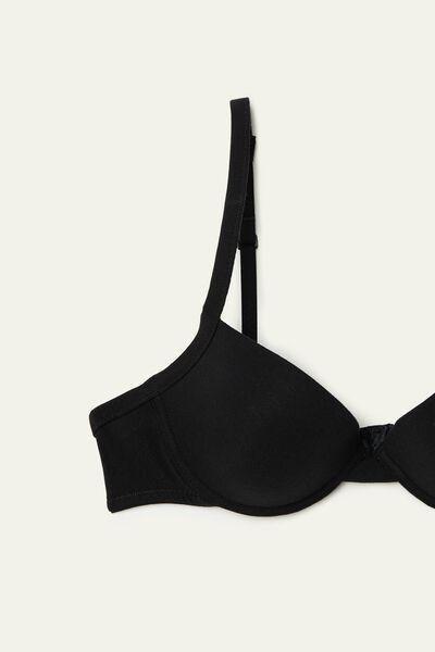 Black Cotton Push-Up Bra, Black, large image number 7