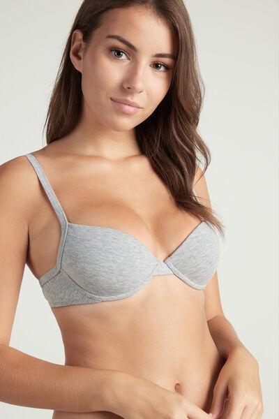 Grey Cotton Push-Up Bra, , large image number 0