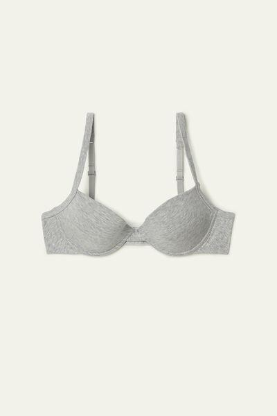 Grey Cotton Push-Up Bra, , large image number 4