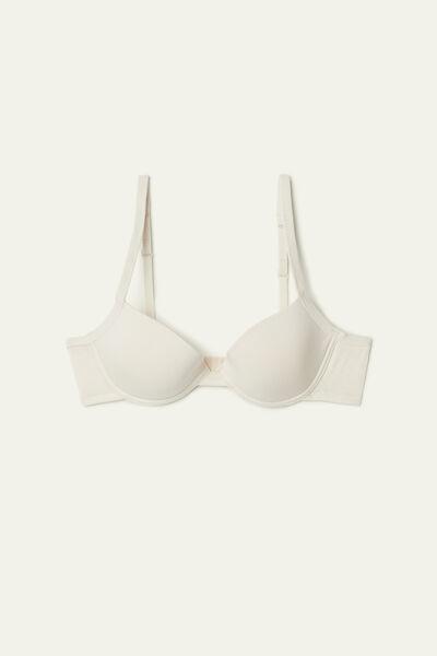 Cream Cotton Push-Up Bra, , large image number 4