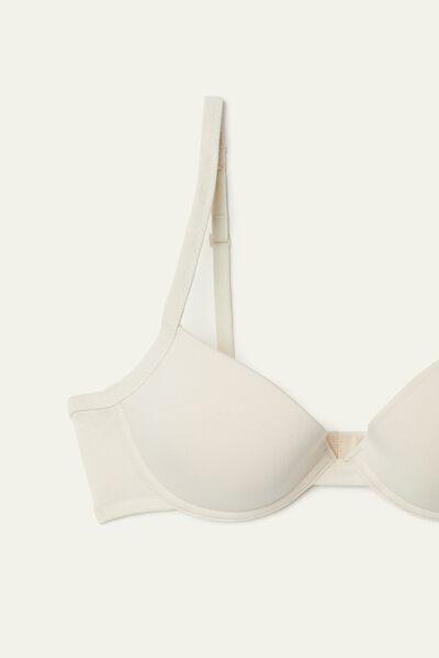 Cream Cotton Push-Up Bra, Ivory Cream, large image number 7