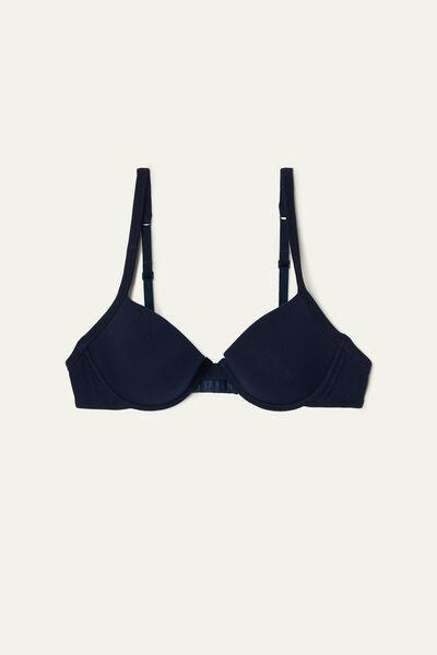 Blue Cotton Push-Up Bra, , large image number 4