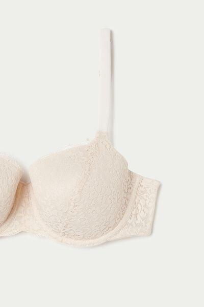 براغ العاجي غطاء كامل من الدانتيل المعاد تدويره صدرية بالكونيت ، للنساء, Ivory Cream, large image number 6