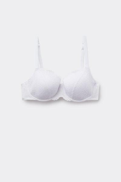 White Prague Full Coverage Recycled Lace Balconette Bra, White, large image number 4