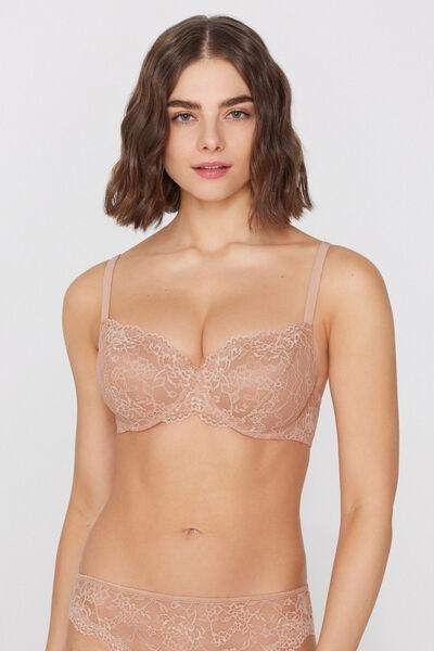 Beige Prague Full Cover Recycled Lace Balconette Bra, Natural Blush, medium
