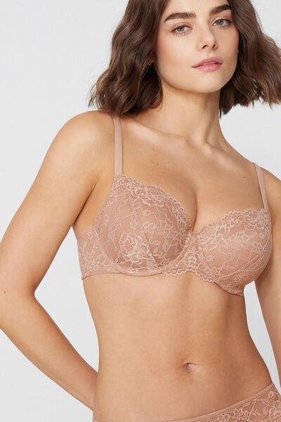Beige Prague Full Cover Recycled Lace Balconette Bra, Natural Blush, large image number 3