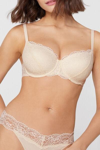 Cream Prague Full Cover Recycled Lace Balconette Bra, Ivory Cream, large image number 3